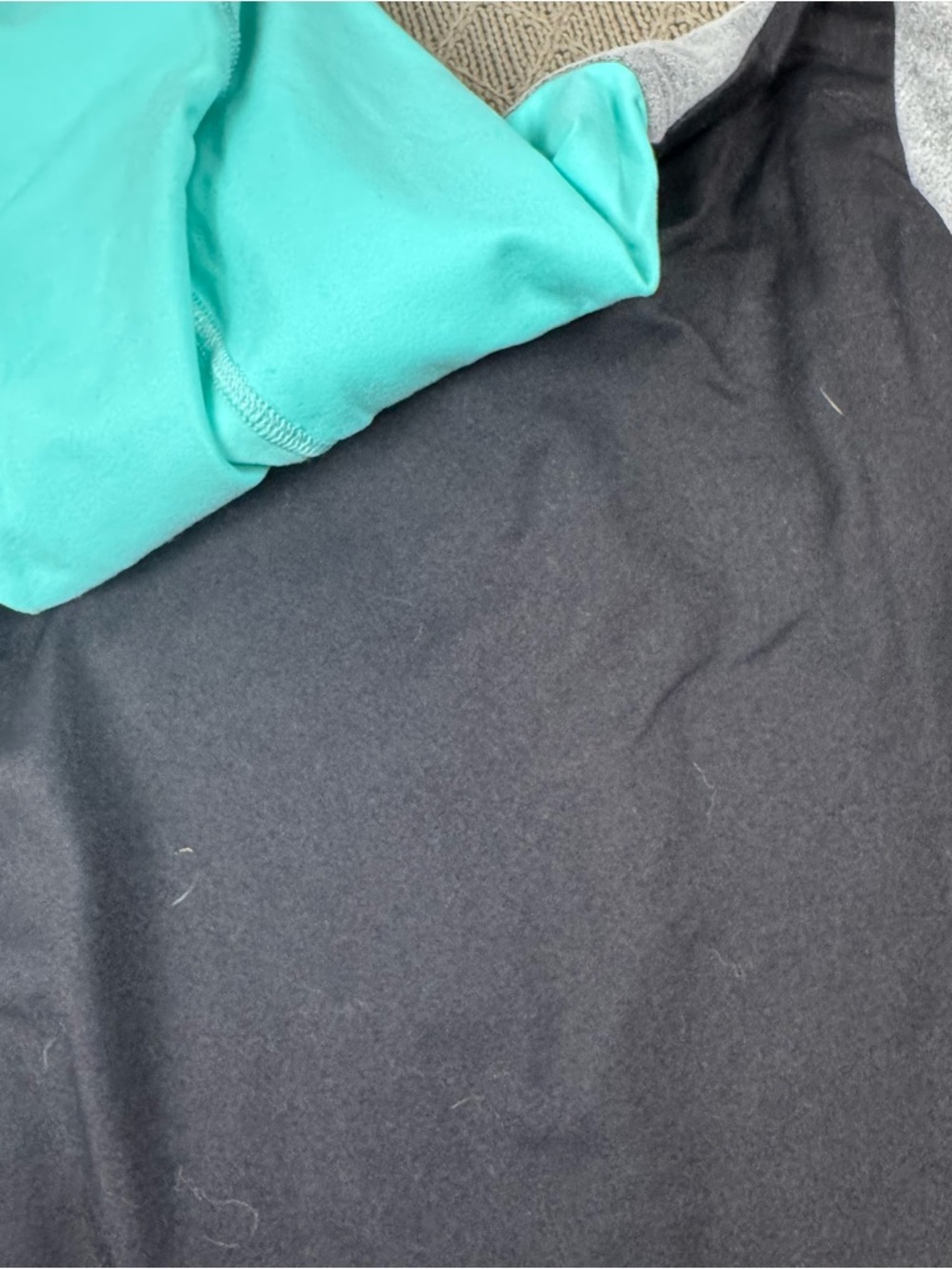 Trina Turk Recreation Teal, Black & Gray Colorblock Hoodie with Yellow Logo ~ S - Picture 12 of 12